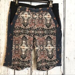 ALC 100% silk rudi print shorts size 2 brown batik elegant unique artcore street